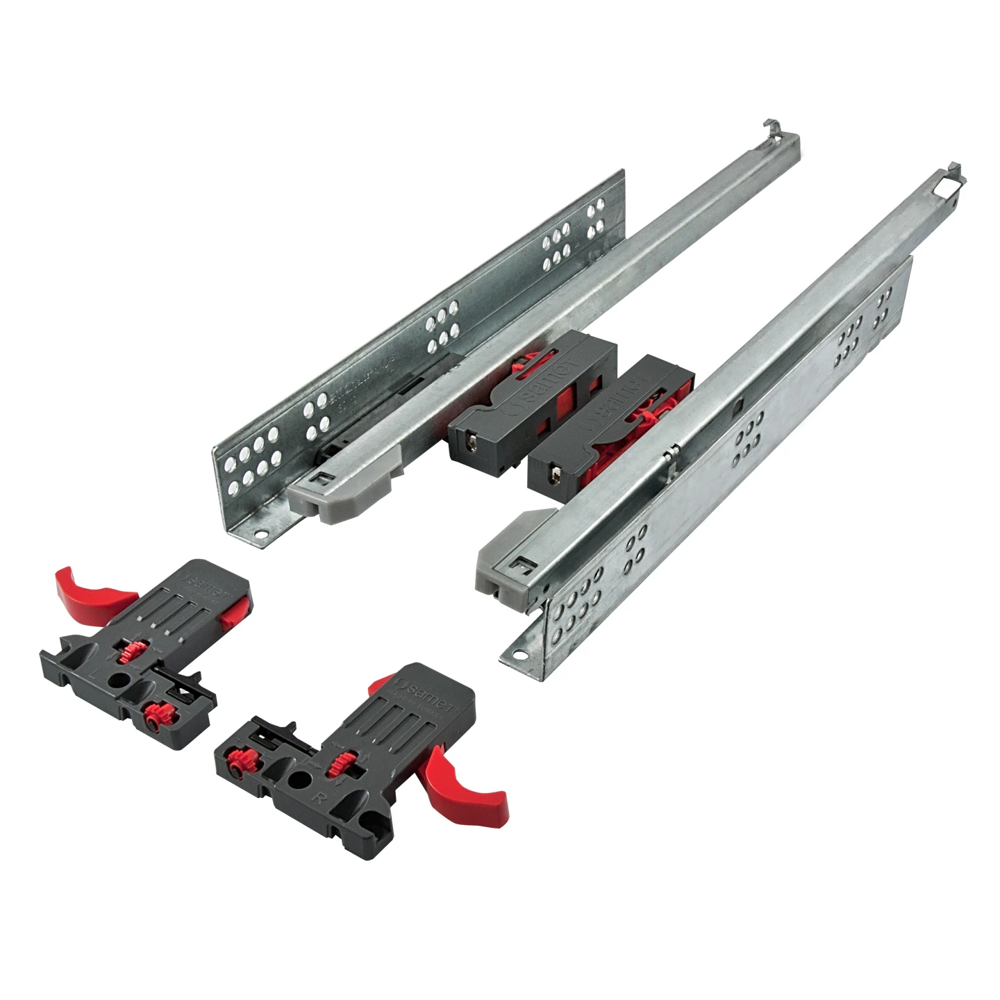 SMARTSLIDE PUSH open drawer single extension set with locking