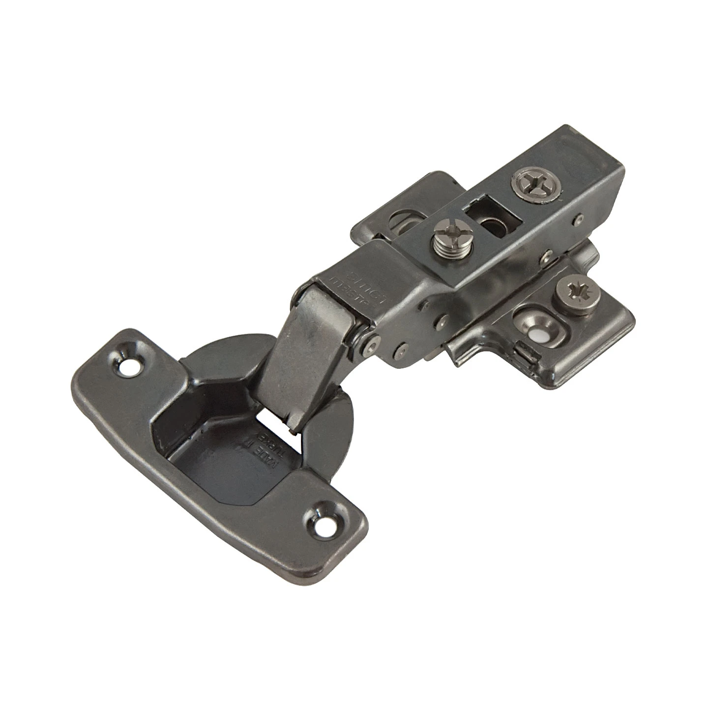 MASTER 110° 3D half overlay hinge, click-on, soft-close, black