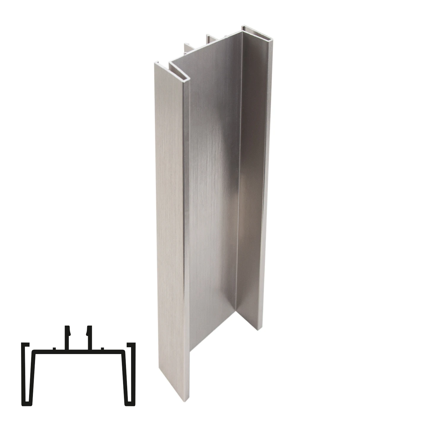 Handless Profile Types Aluminium handless Gola C vertical profile ASTRA - 2.6 m, scratched inox