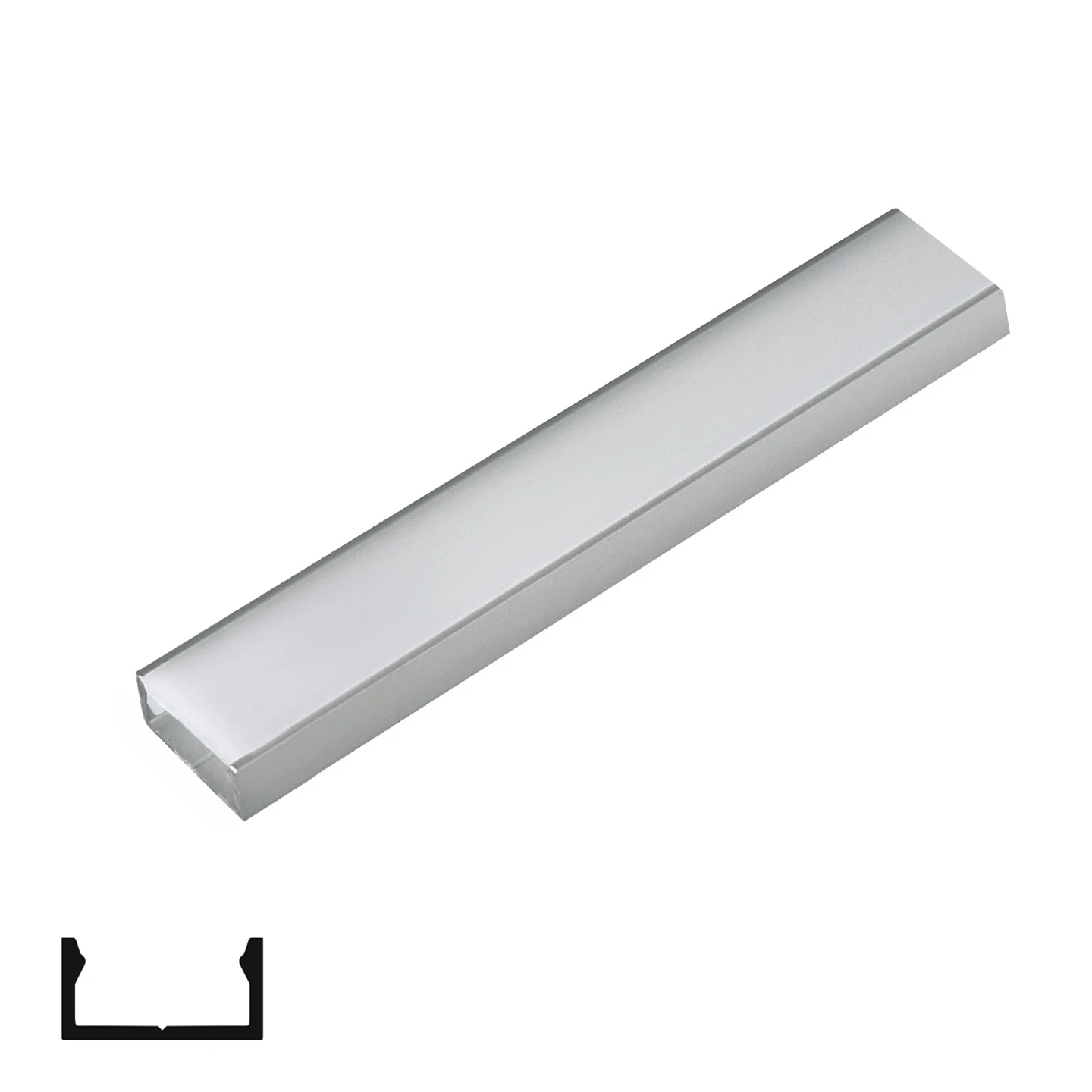 Алуминиев профил мат хром с PVC капак за LED лента, открит монтаж - 3м