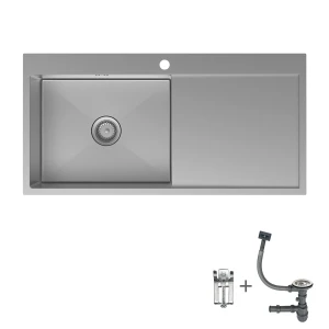Kitchen sink stainless steel with countertop 1000х500mm inox set with siphon