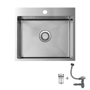 Kitchen sink stainless steel 525x515mm inox set with siphon