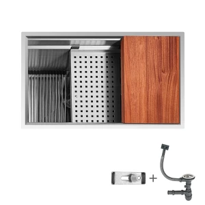 Kitchen sink stainless steel Undermount 813х483mm inox set with siphon and accessories